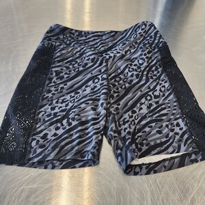 PINK Victoria's Secret Grey and Black Animal Print Bike Shorts with Lace Sides